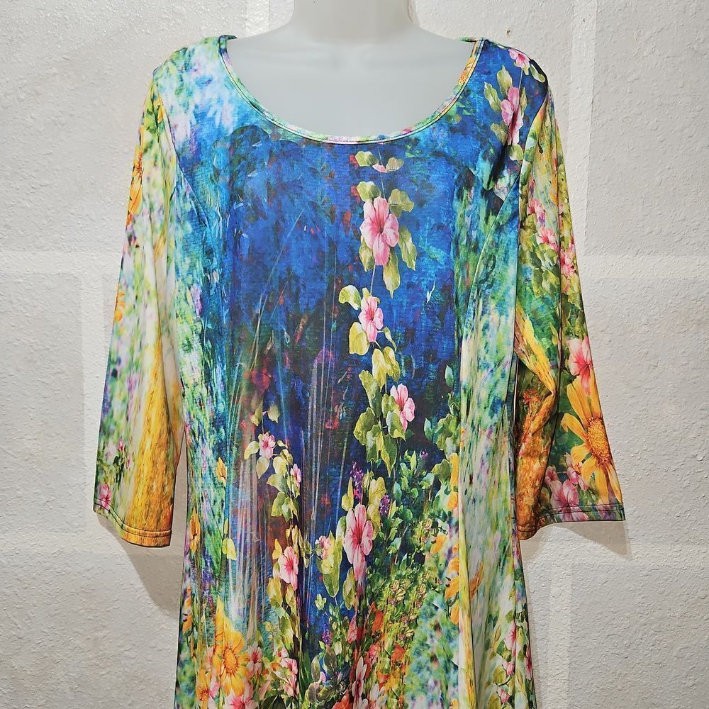 LILY Floral Print Casual Pullover Dress - Picture 2 of 8